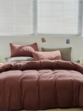 CLOTHKNOW Brick Red King Comforter Set 3Pcs Brownish Bedding Comforter Sets Rust